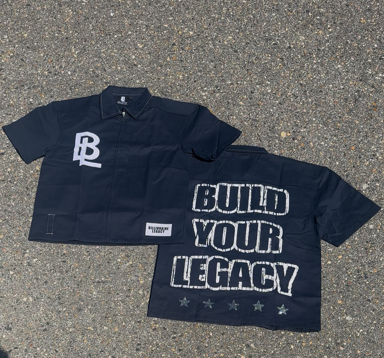 SS25 Navy & White Worker Tee