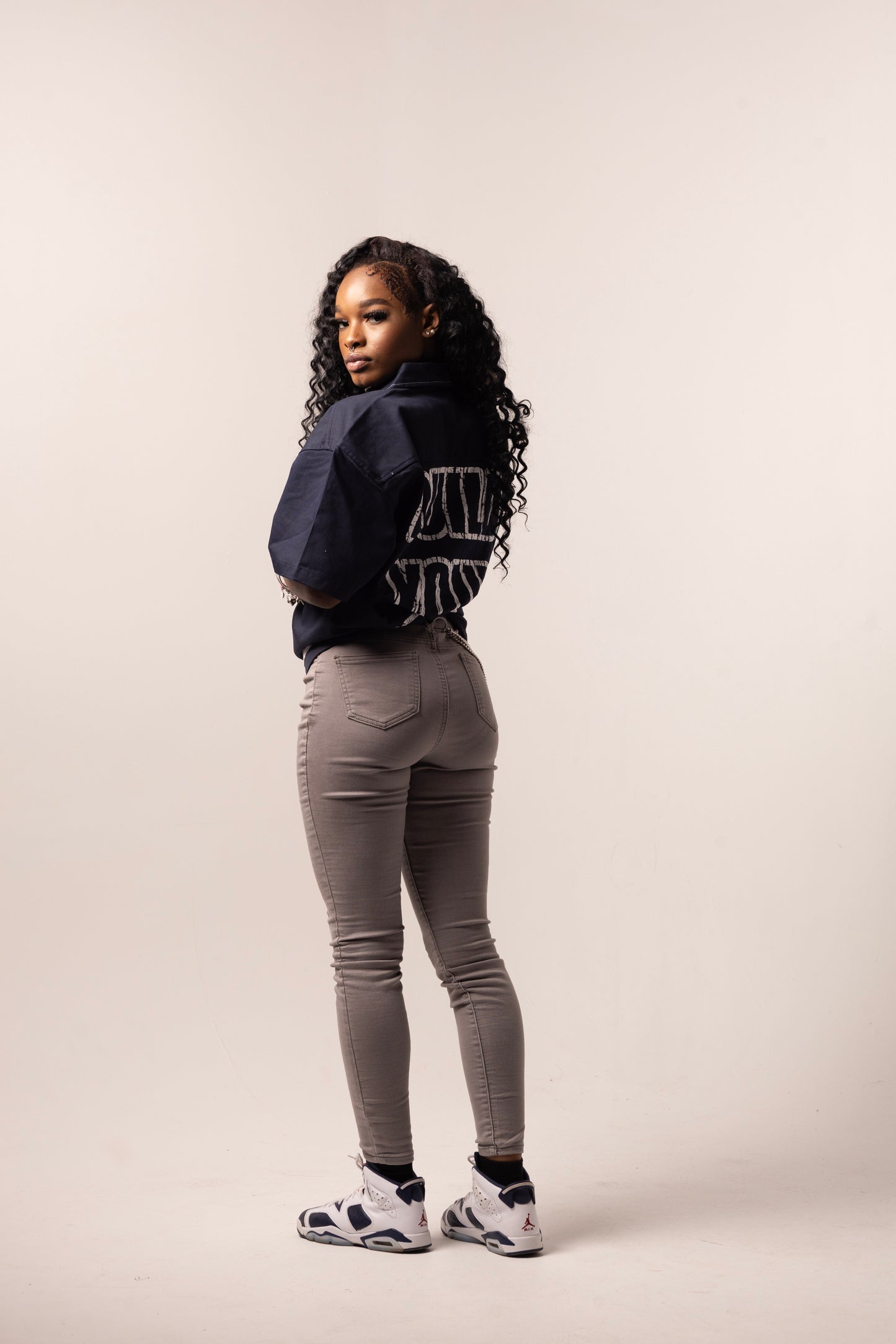 SS25 Navy & White Worker Tee