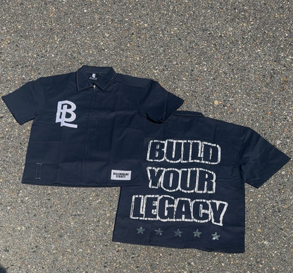 SS25 Navy & White Worker Tee