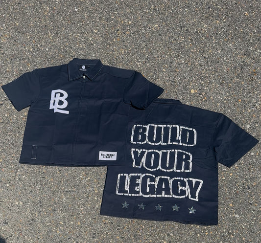 SS25 Navy & White Worker Tee